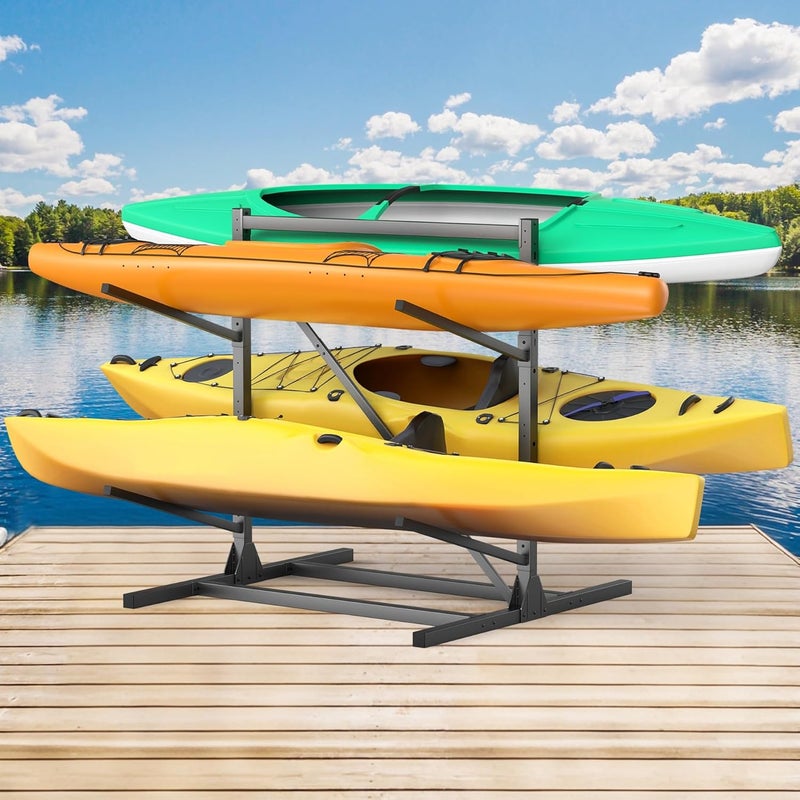 TORACK Garage Floor Kayak Storage Rack, Heavy-Duty Freestanding Metal Kayak Storage Stand - Image 1